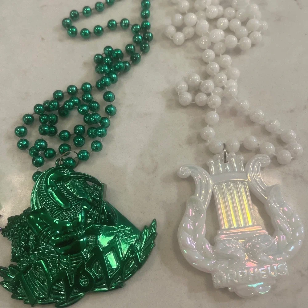 6 Vintage Y2K Mardi Gras Beads Lot Muses Bacchus Pegasus Endymion Orpheus Krewes